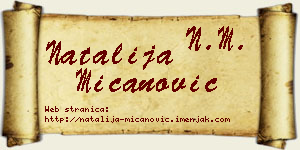 Natalija Mićanović vizit kartica